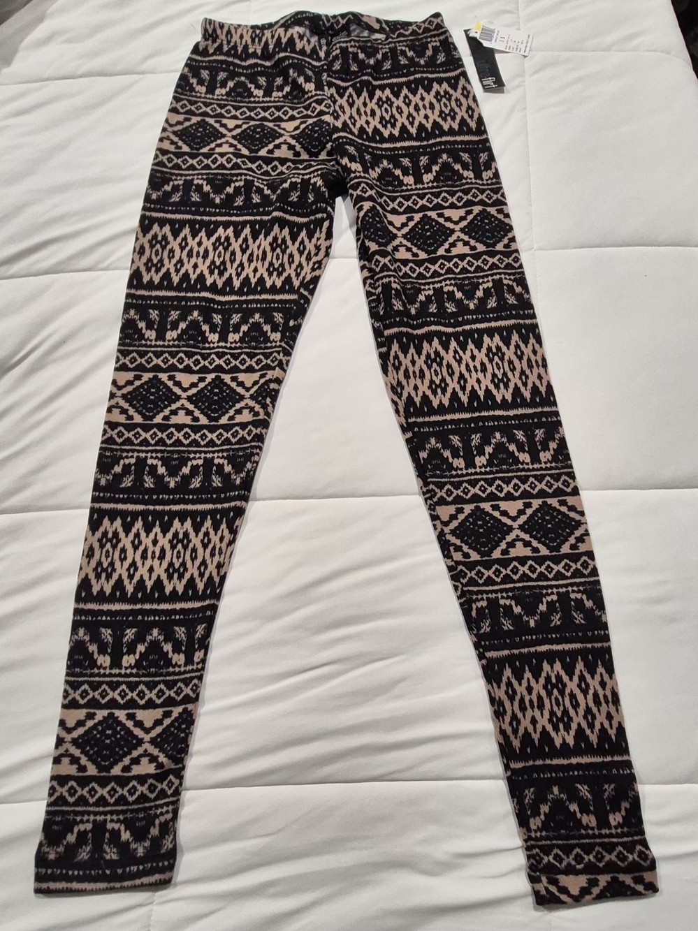Ultra Flirt Black and Tan Aztec Print Leggings
